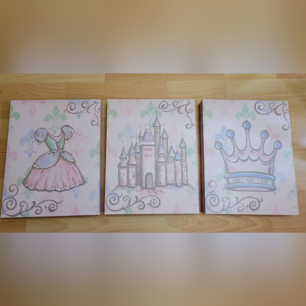 Princess art work 3 of them 14in h x 11in w